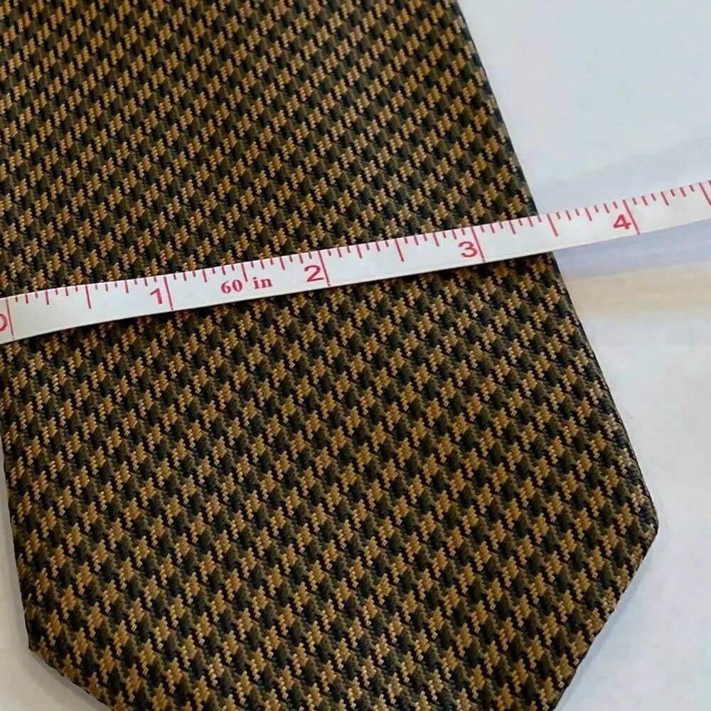 John Comfort South Bank Collection Gold, Black Herringbone Silk Tie, 58